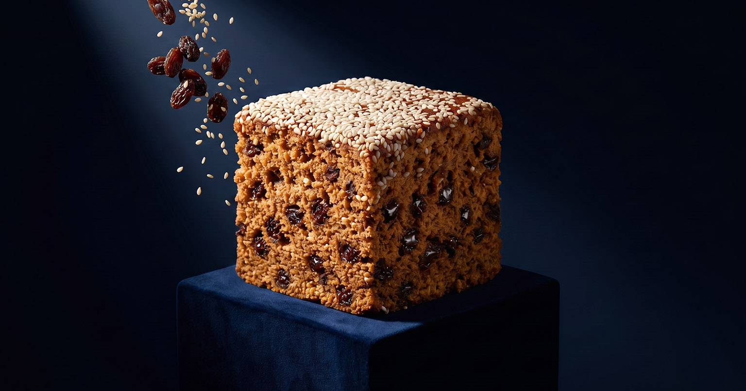 Raisin Cake with Sesame on the table