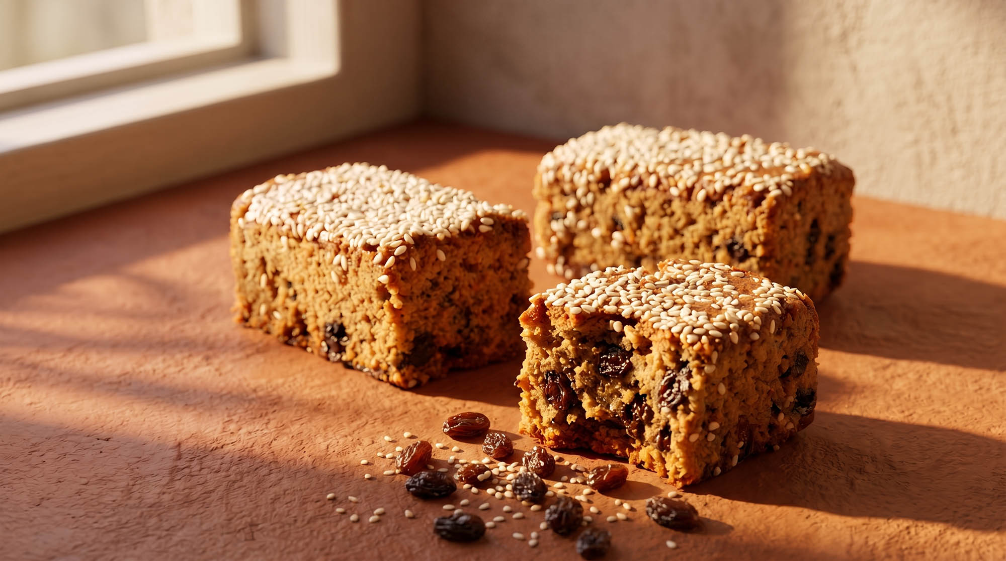 Raisin Cake with Sesame close up