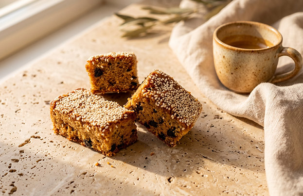 Kourkoulos Raisin Cake on the table