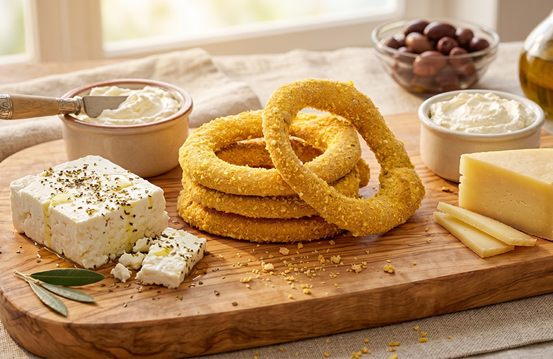 Kourkoulos Corn Bread Rings on the table