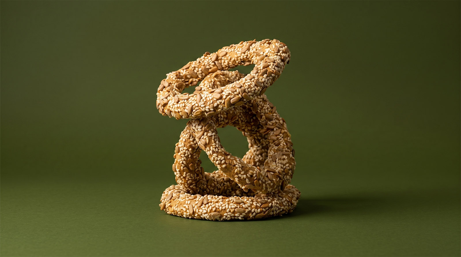 Multiseed bread ring with seeds
