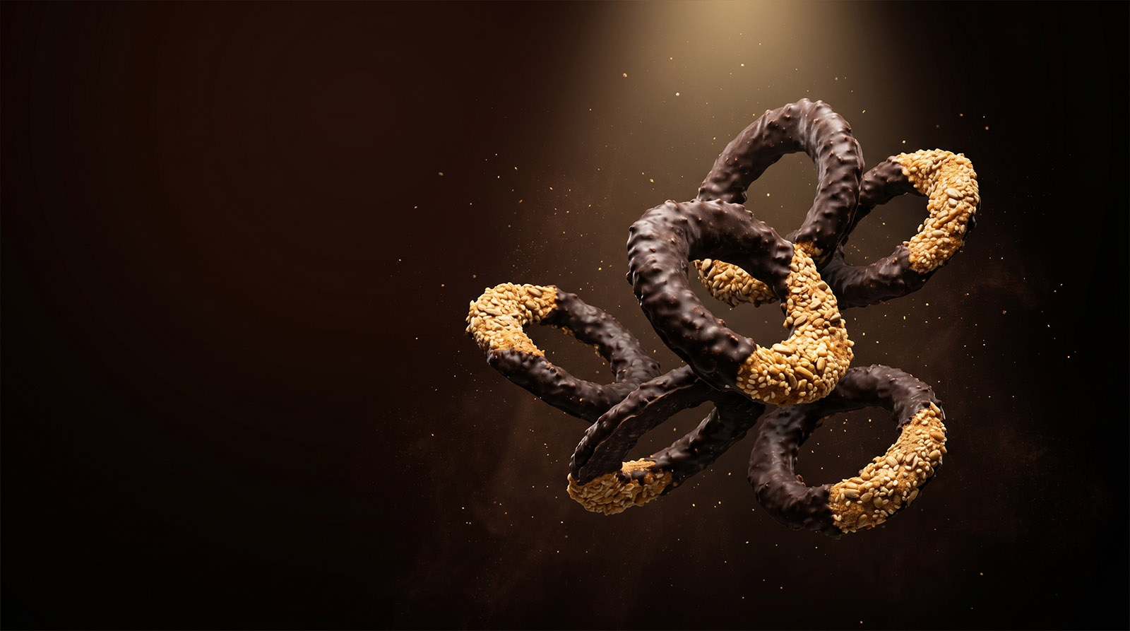 Multiseed Bread Rings with grains, seeds and chocolate