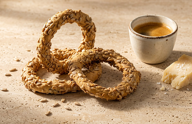 Kourkoulos Seed Bread Rings on the table