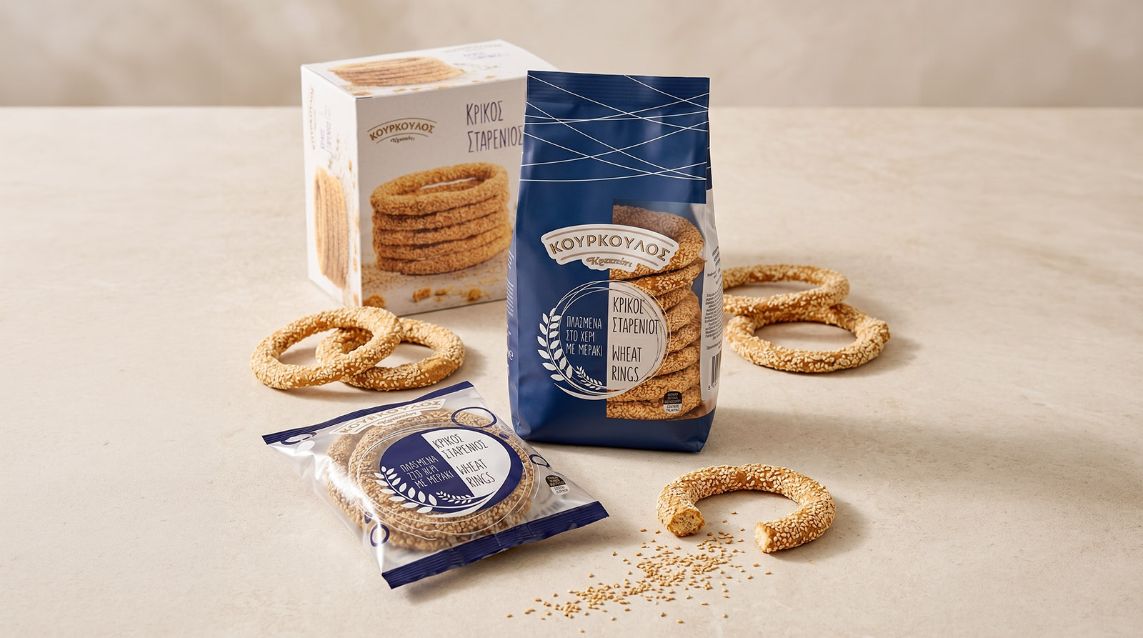 Wheat Bread Rings with sesame