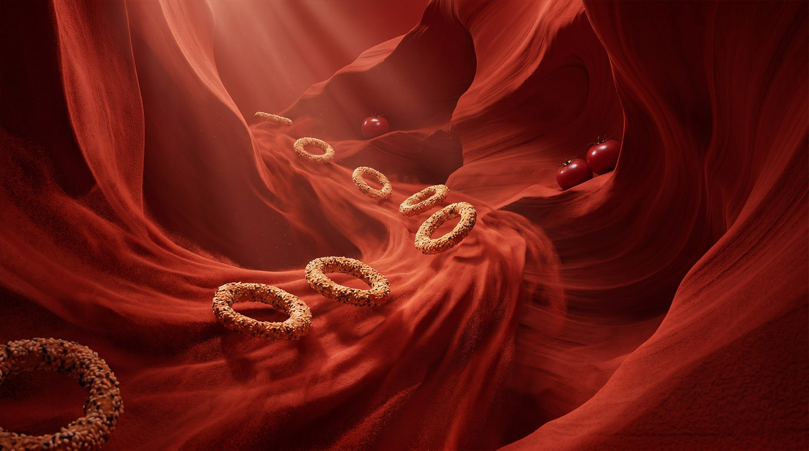 Editorial composition of Kourkoulos Tomato Bread Rings