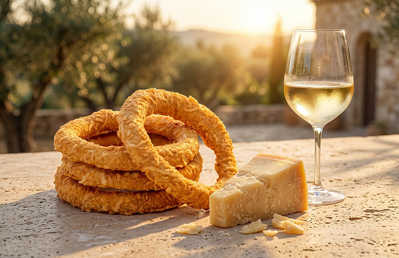 Kourkoulos Cheese Bread Rings on the table