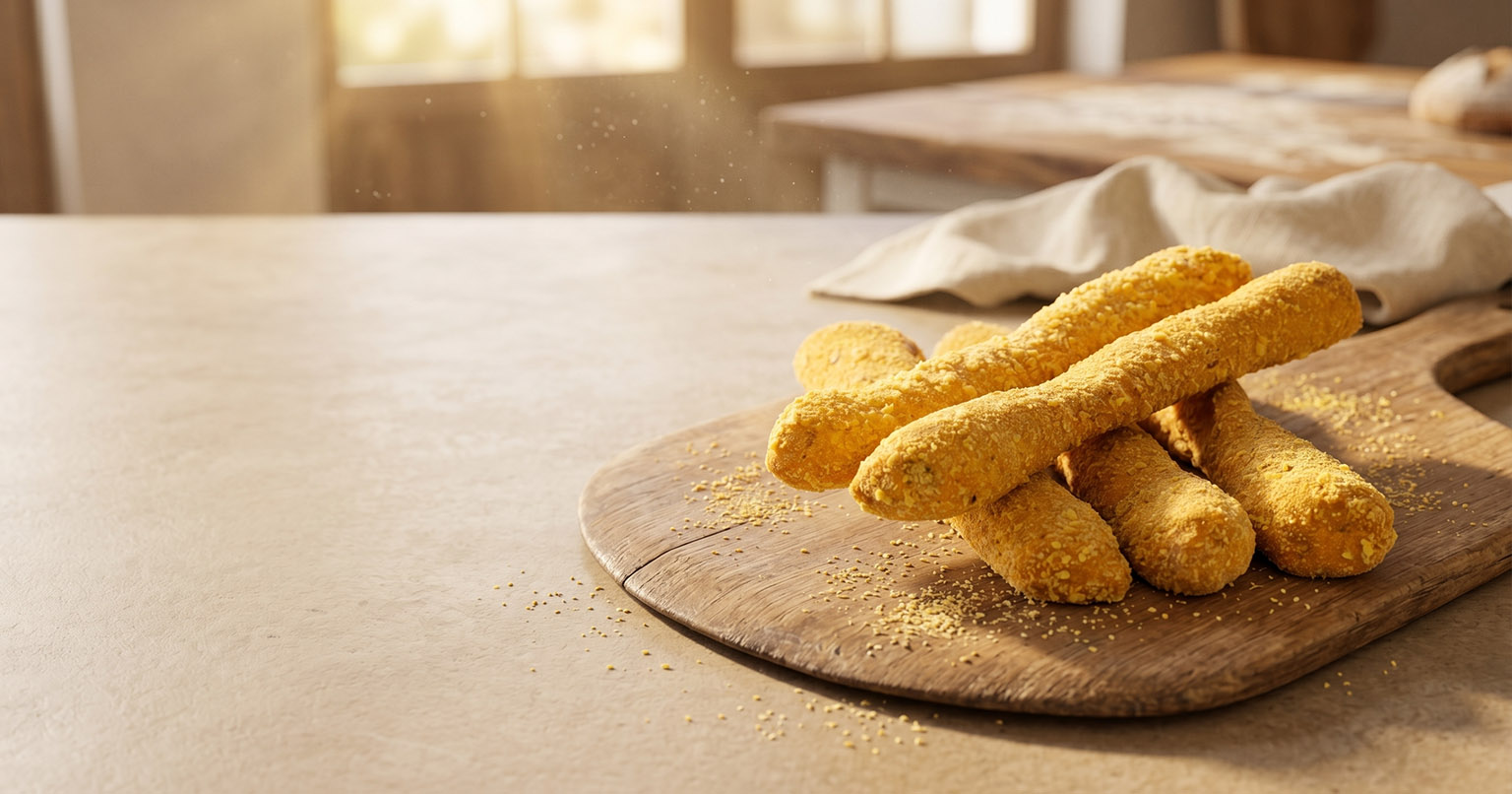 Corn Breadsticks with Corn Flakes served on the table