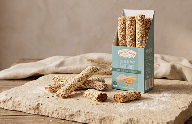 Kourkoulos Whole Wheat Breadsticks served on the table