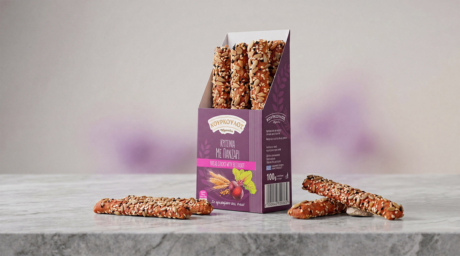 Kourkoulos beetroot breadsticks