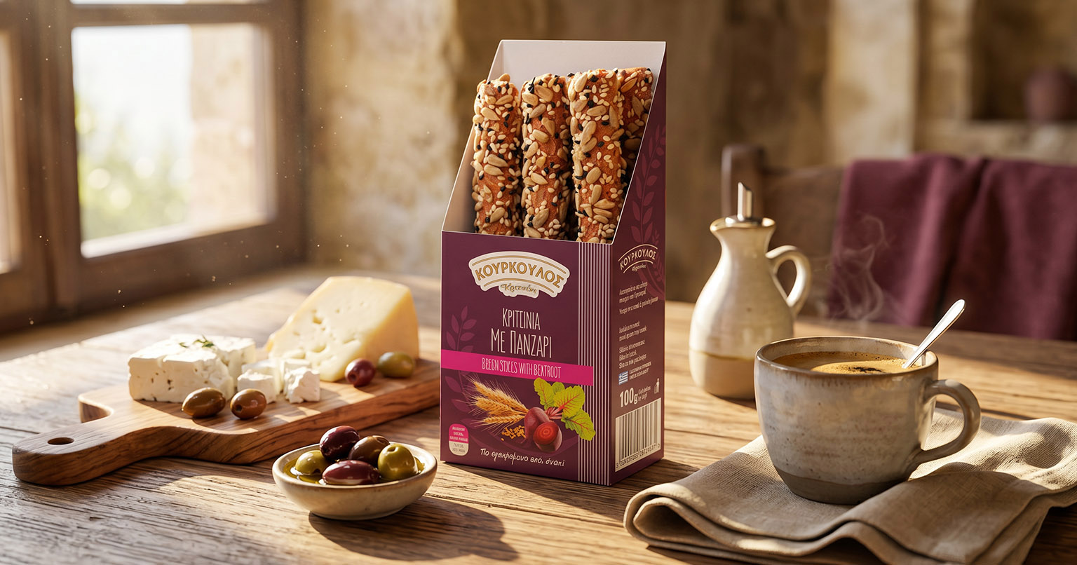 Beetroot Breadsticks on the table
