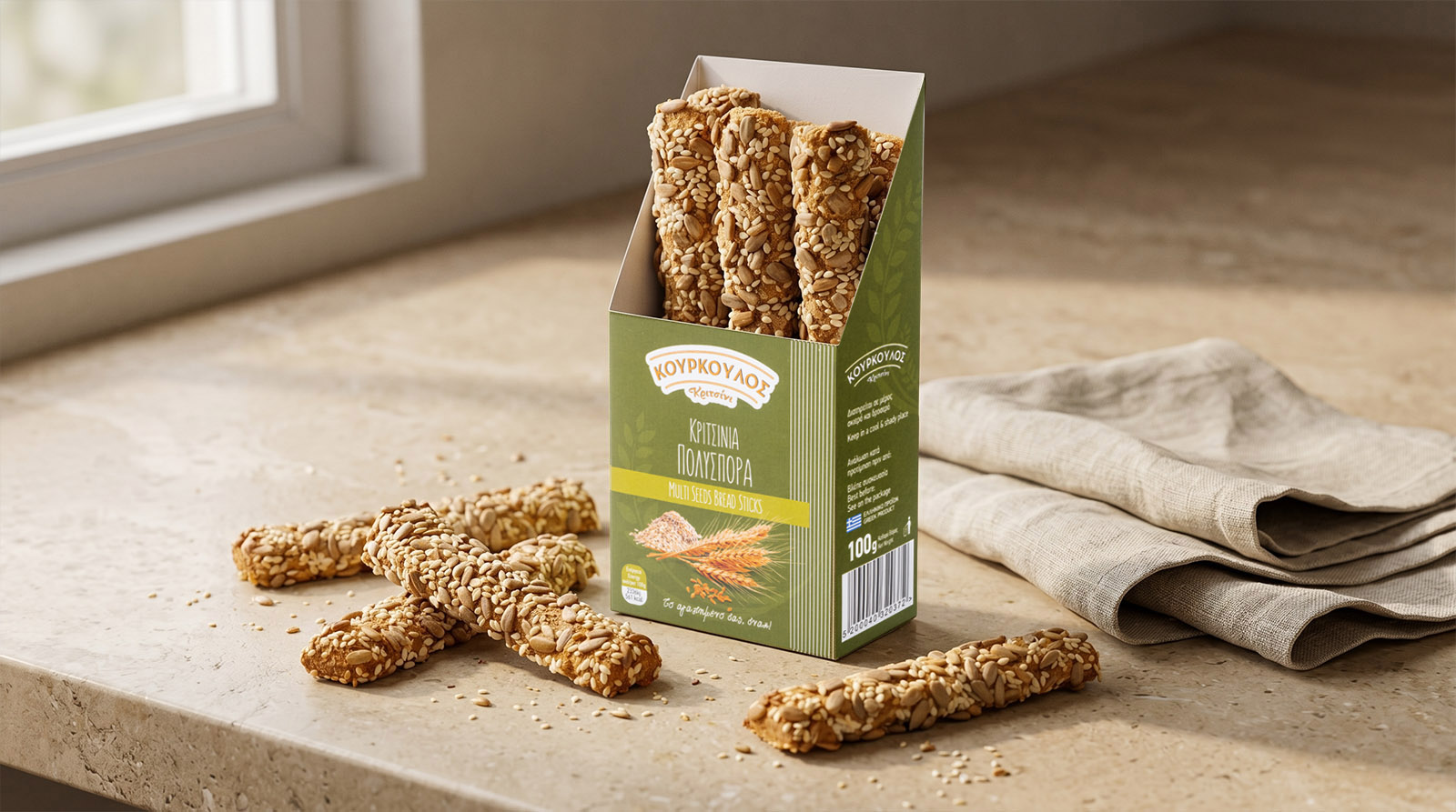 Kourkoulos Multiseed Breadsticks presentation