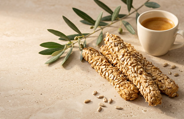 Kourkoulos Seed Breadsticks on the table