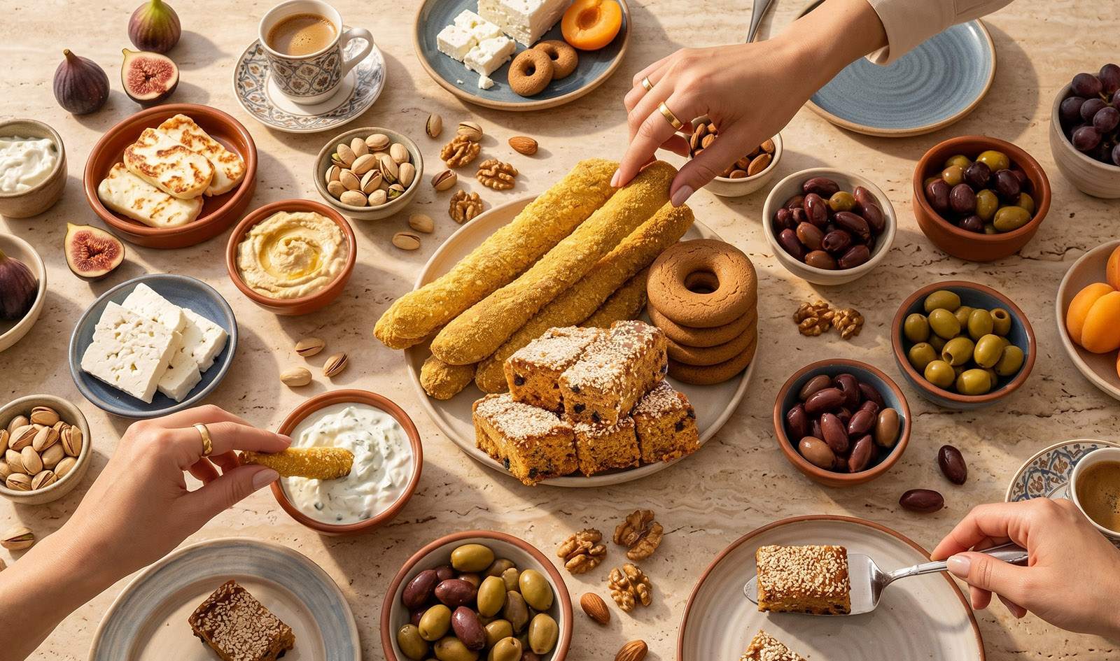 Brunch τραπέζι με προϊόντα Κούρκουλος